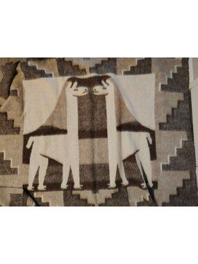 Hilados Y Tejidos Pucara Peruvian Wool Alpaca & Cotton Throw Blanket Brown Gray